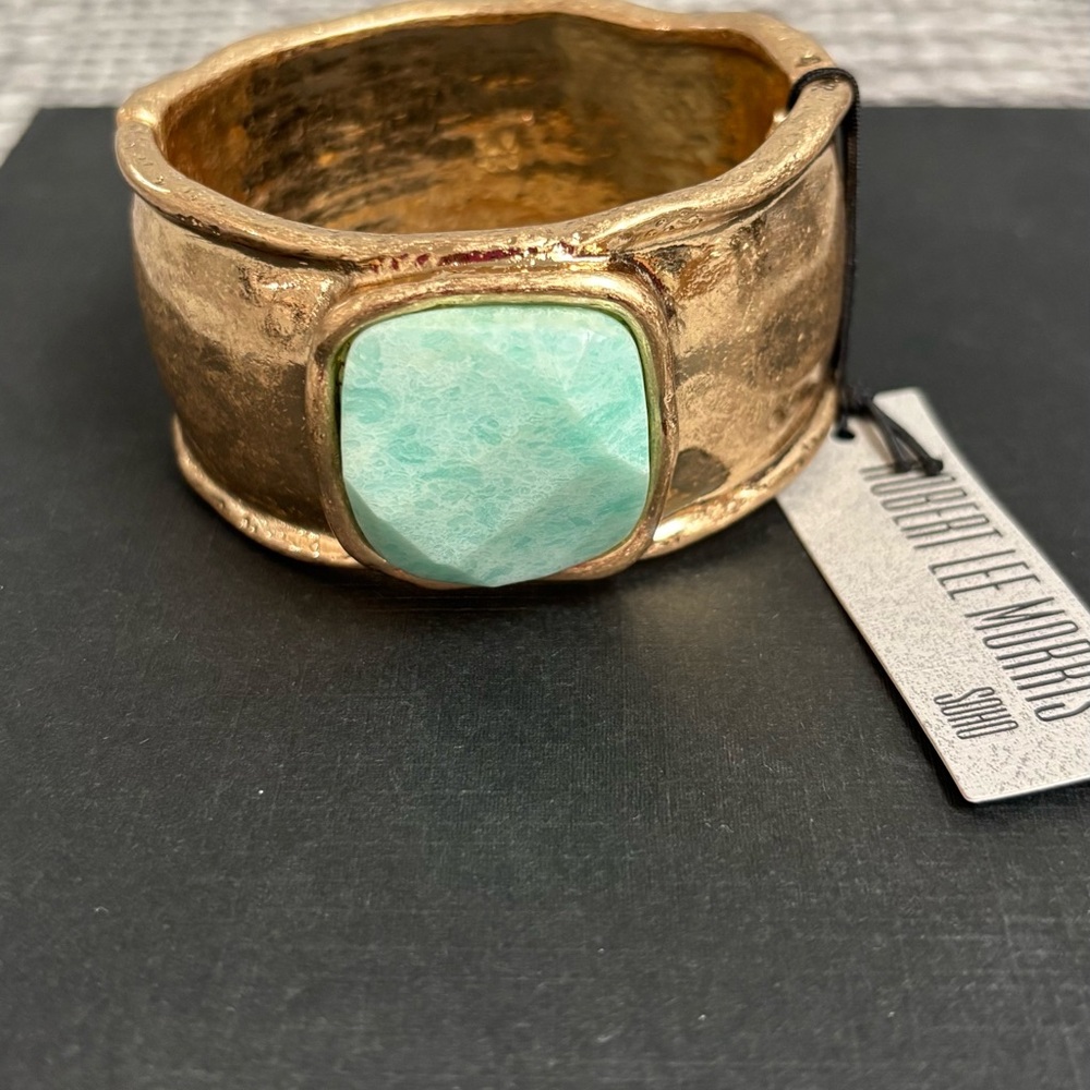 Robert Lee Morris Goldplated Turquoise Stone Bracelet - Picture 5 of 14